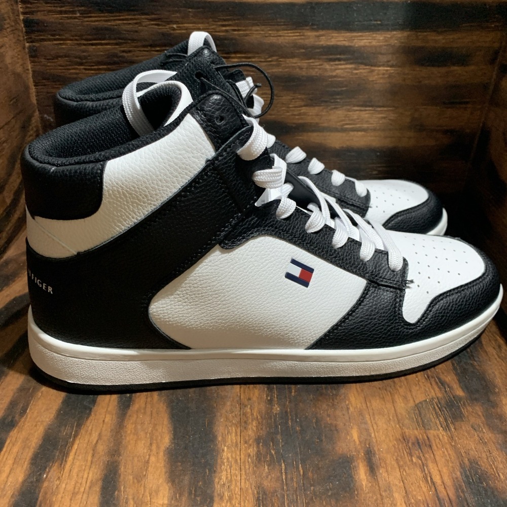 Tommy Hilfiger Men's High Top Size 10.5 Basketball Sneakers White/Black - Picture 3 of 8